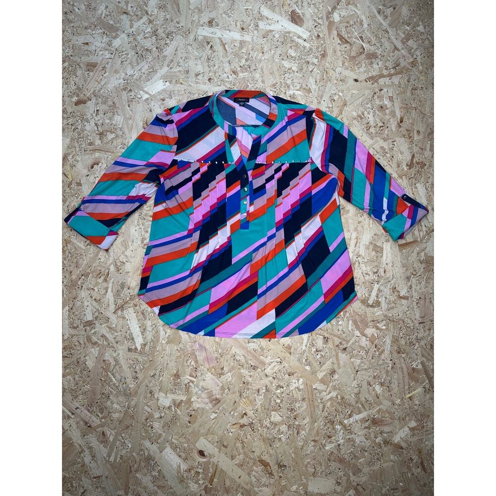 Cocoon Women’s Multicolor Long Sleeve Button Down Blouse Sz XL